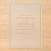 Formal Gold Classic Script Wedding Acryleinladungen (Vorderseite)