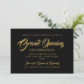 Formal Gold Corporate Grand Opening Black Einladung (Stehend Vorderseite)