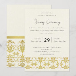 FORMAL GOLD DAMASK GRAND ÖFFNUNGSZEREMONIE EINLADUNG