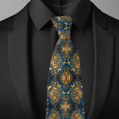 Formal Gold Deep Blue Fower Bouquets Butterfliegen Krawatte