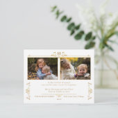 Formal Gold Elegance Zwei-Foto Postkarte (Stehend Vorderseite)