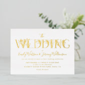 Formal Gold Floral Letters Wedding Folieneinladung (Stehend vorne)