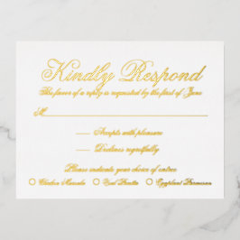 Formal Gold Foil Wedding RSVP Card Folie Einladungspostkarte