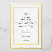 Formal Gold Frame Hochzeit speichern das Datum Folieneinladung (Vorderseite)
