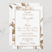 Formal Gold Imitats Metal Floral Wedding Einladung (Vorne/Hinten)