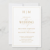 Formal Gold Monogram Calligrafy Wedding Einladung (Vorderseite)