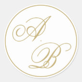 Formal Gold Monogram Calligraphy Script Wedding Runder Aufkleber (Vorderseite)