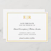 Formal Gold Monogram Simple Elegante Wedding Save The Date (Vorne/Hinten)