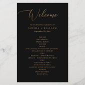 Formal Gold Script & Black Wedding Programm (Vorderseite)