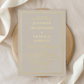 Formal Gold Taupe Hochzeit Folieneinladung