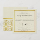 FORMAL GOLD WHITE DAMASK CLASSIC WORKSHOP EVENT EINLADUNG (Vorne/Hinten)