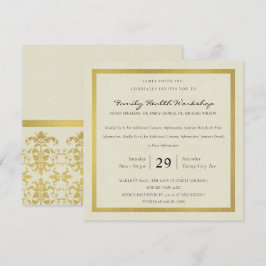 FORMAL GOLD WHITE DAMASK CLASSIC WORKSHOP EVENT EINLADUNG