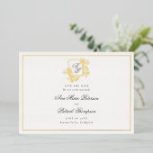 Formal Gold Wild Rose Wappen Hochzeit speichern da Folieneinladung (Stehend vorne)