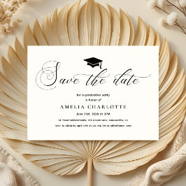 Formal Graduation Party Save the Date Schwarz-weiß Einladung