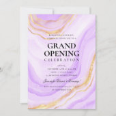 Formal Grand Opening Lila Gold Marble Glitzer Einladung (Vorderseite)