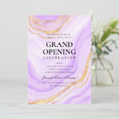 Formal Grand Opening Lila Gold Marble Glitzer Einladung (Stehend Vorderseite)