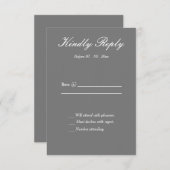 Formal graue und weiße Hochzeitkarte RSVP Karte (Vorne/Hinten)