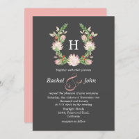 Formal Gray Australian Floral Monogram Wedding
