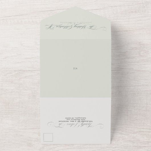 Formal Green Sage Wedding All In One Einladung (Außenbereich)