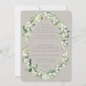 Formal Greige Snowberry+Eukalyptus Winter Wedding Einladung (Vorderseite)