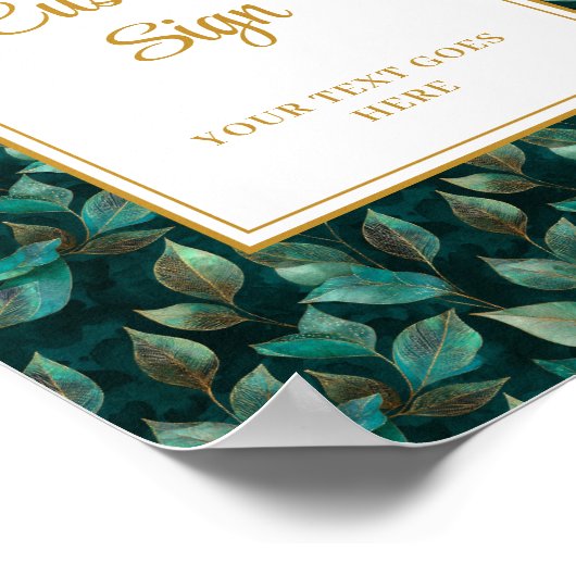 Formal Grün Grün Gold Hochzeit Custom Poster (Ecke)