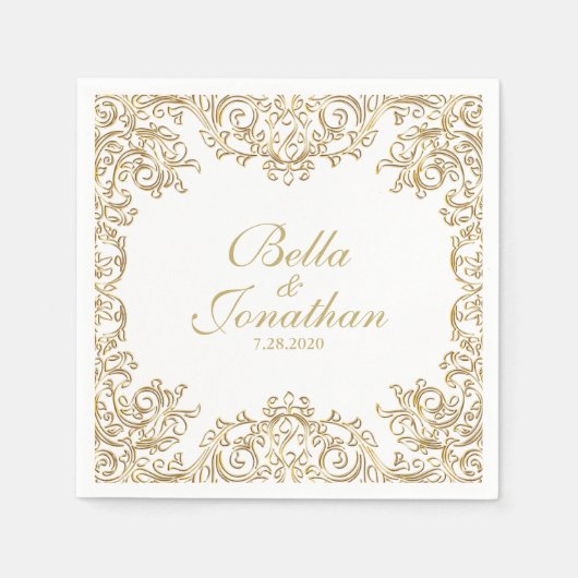 Formal Hochzeit Gold & White Custom Serviette (Vorderseite)