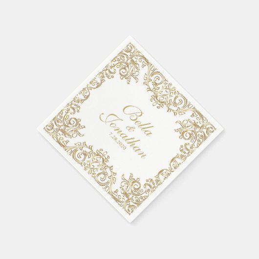 Formal Hochzeit Gold & White Custom Serviette (Ecke)