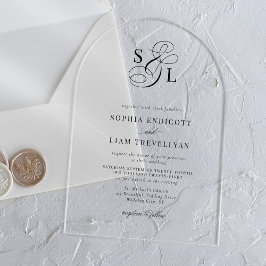 Formal Hochzeitsbogen für elegantes Script Acryleinladungen