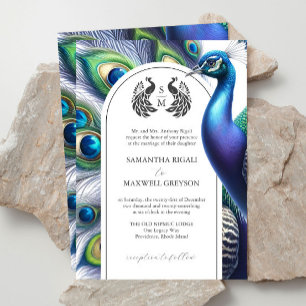 Formal Hochzeitseinladungen für Wasserfarbenpfaue Einladung