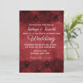 Formal Hochzeitsfeier in Red Black Lace Einladung (Stehend Vorderseite)