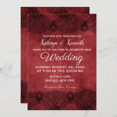 Formal Hochzeitsfeier in Red Black Lace Einladung (Vorne/Hinten)