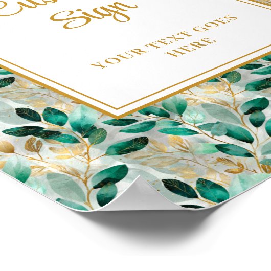 Formal Hunter Green Gold Green Custom Sign Poster (Ecke)