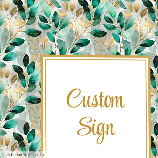 Formal Hunter Green Gold Green Custom Sign Poster