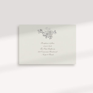 Formal Imitate Embossed Peony Ecru Empfang Wedding Begleitkarte