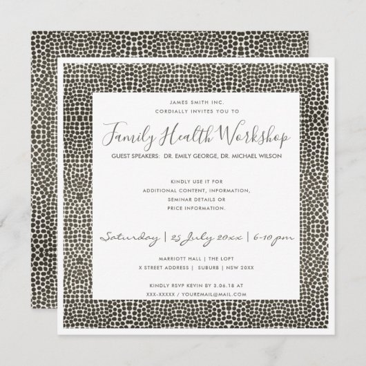 FORMAL-IMITATS DUNKELSILVER MOSAIC DOTS WORKSHOP-V EINLADUNG (Vorne/Hinten)