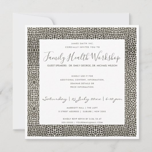 FORMAL-IMITATS DUNKELSILVER MOSAIC DOTS WORKSHOP-V EINLADUNG (Vorderseite)