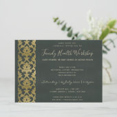 FORMAL IMITATS GOLD BLACK DAMASK WORKSHOP-VERANSTA EINLADUNG (Stehend Vorderseite)