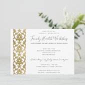FORMAL IMITATS GOLD WHITE DAMASK WORKSHOP-VERANSTA EINLADUNG (Stehend Vorderseite)