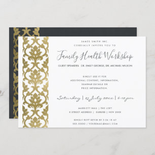 FORMAL IMITATS GOLD WHITE DAMASK WORKSHOP-VERANSTA EINLADUNG