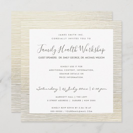 FORMAL-IMITATS SILVER STRIPE LINE-WORKSHOP-VERANST EINLADUNG (Vorne/Hinten)