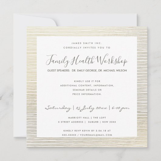 FORMAL-IMITATS SILVER STRIPE LINE-WORKSHOP-VERANST EINLADUNG (Vorderseite)