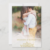 Formal Indian Style Foto Pink Gold Chic Hochzeit Einladung (Vorderseite)