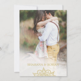 Formal Indian Style Foto Pink Gold Chic Hochzeit Einladung