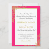 Formal Indian Style Foto Pink Gold Chic Hochzeit Einladung (Rückseite)