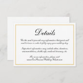 Formal kalligrafisches Gold-Border-Wedding Details Begleitkarte (Vorne/Hinten)