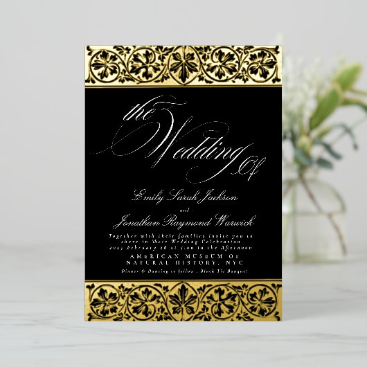 Formal kalligraphisch im Jugendstil Elegantes klas Folieneinladung (Stehend vorne)