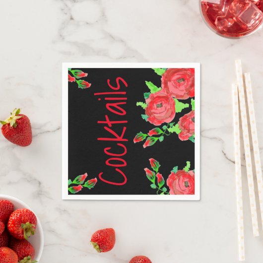 Formal Künstlerisch Red Flower Serviette (Beispiel)