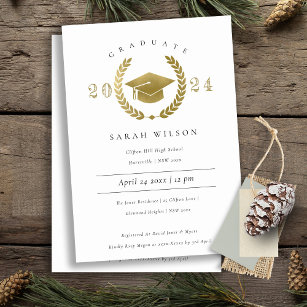 Formal Laurel Wreath Gold Graduation Cap Party Einladung