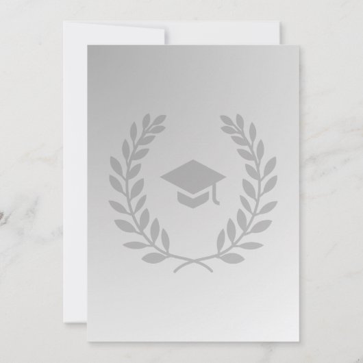 Formal Laurel Wreath Silver Graduation Cap Party Einladung (Rückseite)