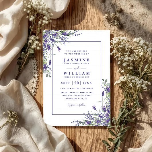 Formal Lavender Eucalyptus Budget QR Code Wedding Einladung